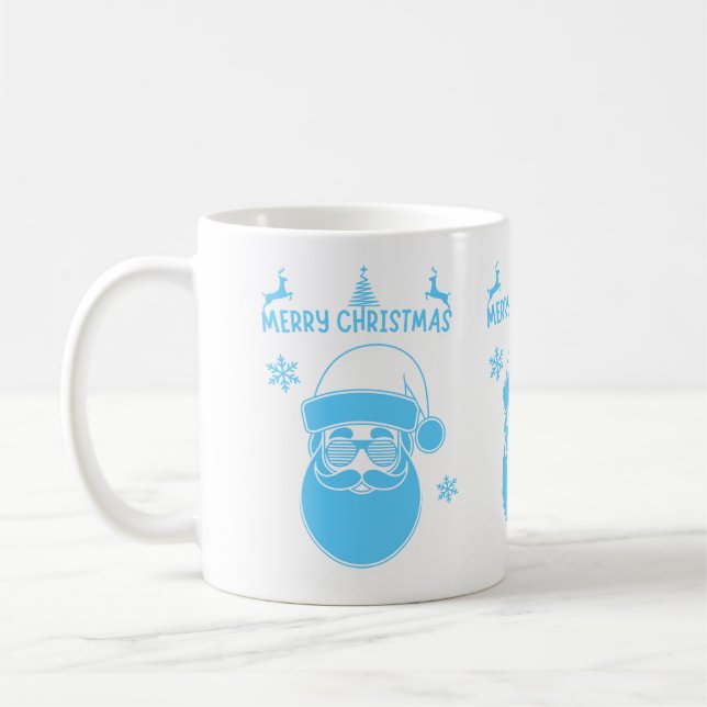 Blå och vit jul God jul Kaffemugg (Vänster)