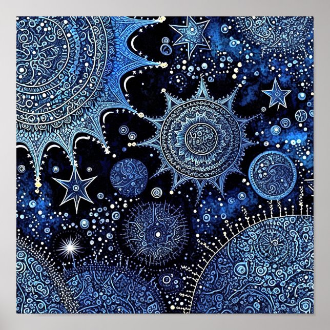 Blå och vit julafton poster (Framsidan)