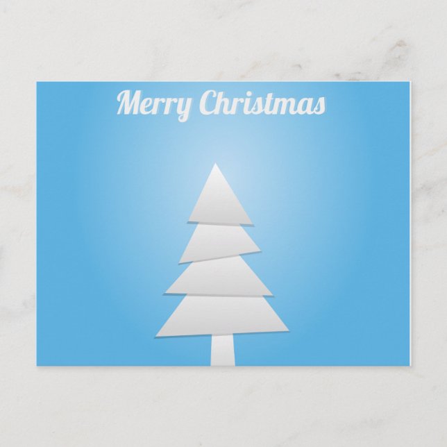 Blå och vit Julgran Helg Vykort (Framsida)