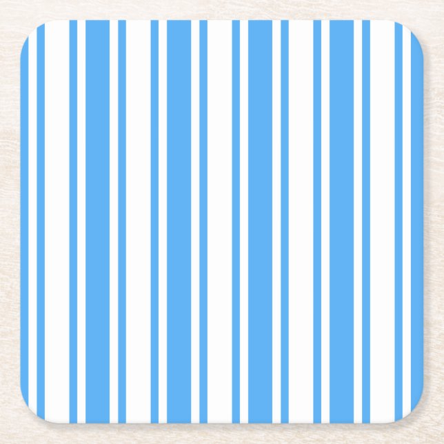 Blå och vit kandisrand underlägg papper kvadrat (Framsidan)