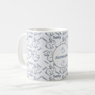 Blå och vit kanin Anka Mönster Illusion Anpassni Kaffemugg