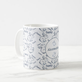 Blå och vit kanin Anka Mönster Illusion Anpassning Kaffemugg