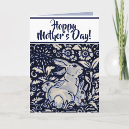 Blå och vit kanin Baby Bunny Mors dag Kort