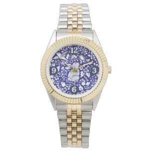 Blå och vit kanin Bunny Bird Blommigt Gorgous Armbandsur