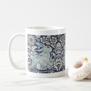 Blå och vit kanin-familjens Blommigt Rulla Bunny Kaffemugg