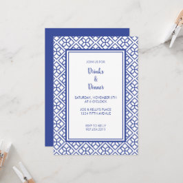 BLÅ OCH VIT KANT ELEGANT PARTY INVITATION INBJUDNINGAR