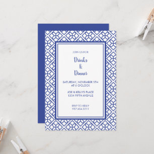 BLÅ OCH VIT KANT ELEGANT PARTY INVITATION INBJUDNINGAR