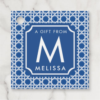 Blå och vit Käpp | Rattan | Monogram Gåvor Etiketter