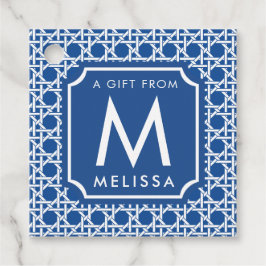 Blå och vit Käpp | Rattan | Monogram Gåvor Etiketter