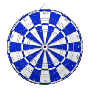 Blå och vit kartong darttavla