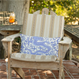 Blå och vit kinesisk drakons Blommigt Patio utomhu Lumbarkudde