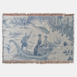 Blå och vit kinoiserie Oriental Throw Blanket Filt