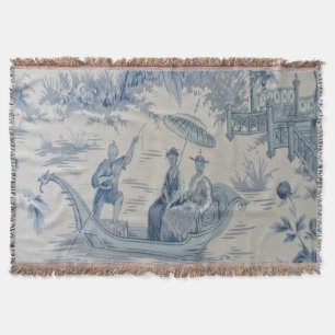 Blå och vit kinoiserie Oriental Throw Blanket Filt