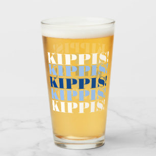 Blå och vit Kippis ölglas Glaskopp