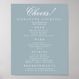 Blå och vit klassisk Pub-meny Poster