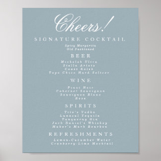 Blå och vit klassisk Pub-meny Poster