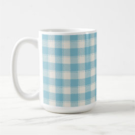 Blå och vit klassisk rutig gingham-mönster kaffemugg