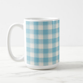 Blå och vit klassisk rutig gingham-mönster kaffemugg