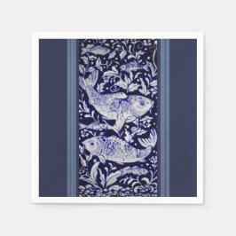 Blå och vit koi-fiskens Elegant Pappersservett