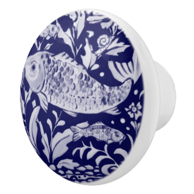 Blå och vit koi Fiskstiliserad dammväxt Knopp (Höger)
