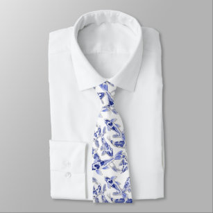 Blå och vit koi slips