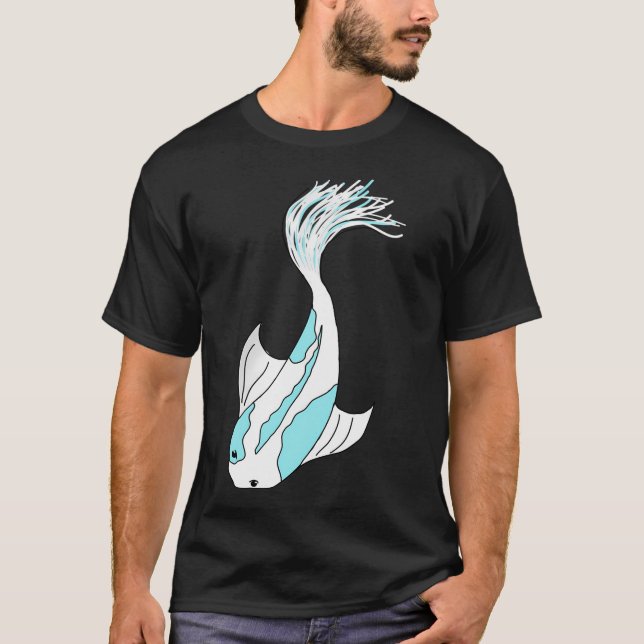 blå och vit koifisk t shirt (Framsida)