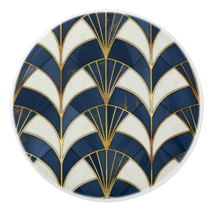 Blå och vit konst Deco Mönster Knopp