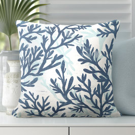 Blå och vit korall Dekorativ kudde