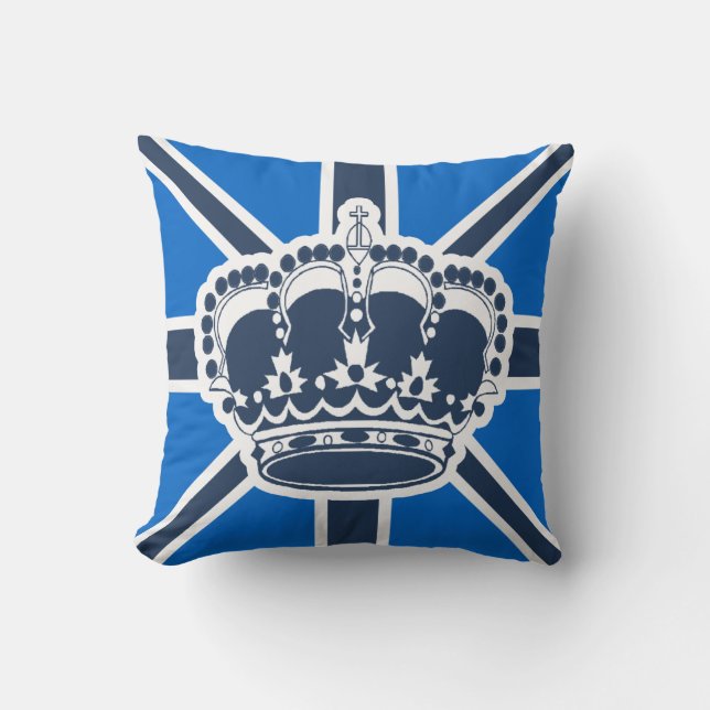 Blå och vit Krona Pillow Kudde (Framsida)