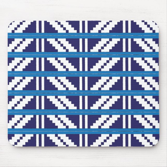 Blå och vit lettisk lettisk folkkonst musmatta (Framsidan)