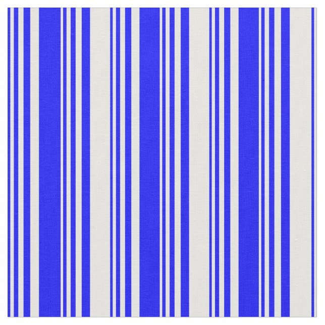 Blå och vit Linjer/Rand Mönster Tyg (Närbild)