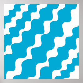 Blå och vit lutning vinkara mönster poster