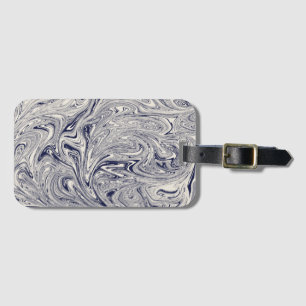 Blå och vit Marble Swirl Bagagebricka