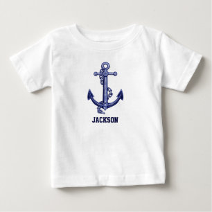 Blå och vit marin ankarpunkt t shirt
