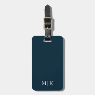 Blå och vit marin Modern monogram Bagagebricka