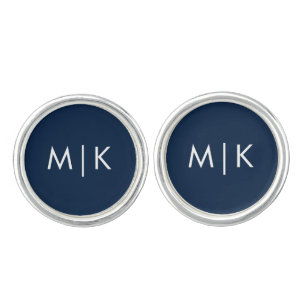 Blå och vit marin   Modern monogram Cufflinks