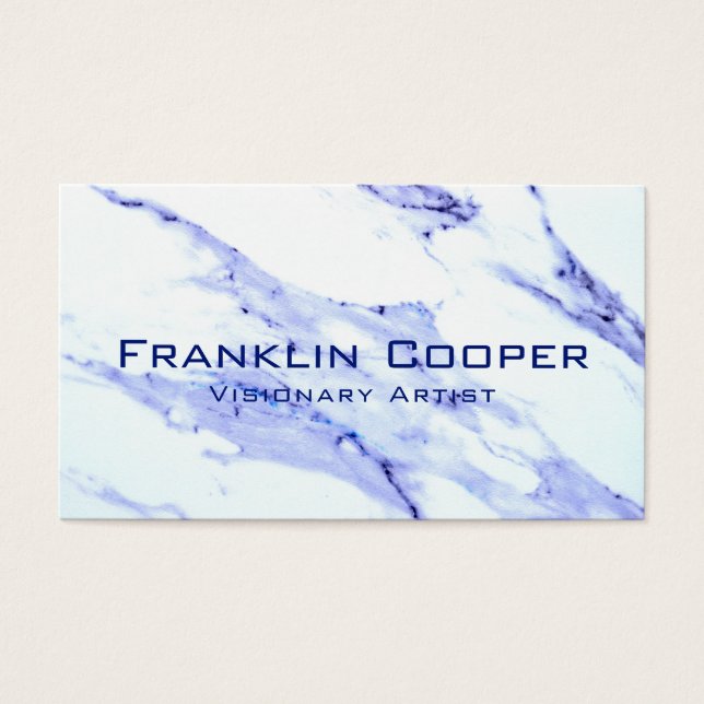 Blå och vit marmor visitkort (Framsidan)