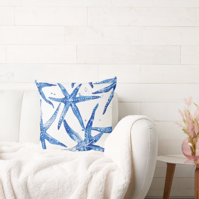 Blå och vit marulkdesign, fyllning kudde (Soffa)