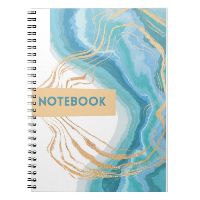 blå och vit med guldnotebook anteckningsbok (Framsidan)