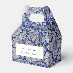 Blå och vit medelhavsinspirerad vintage blomsterde presentaskar
