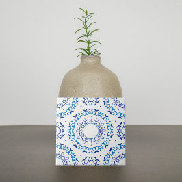 Blå och vit Medelhavsportugisiska Azulejo Kakelplatta