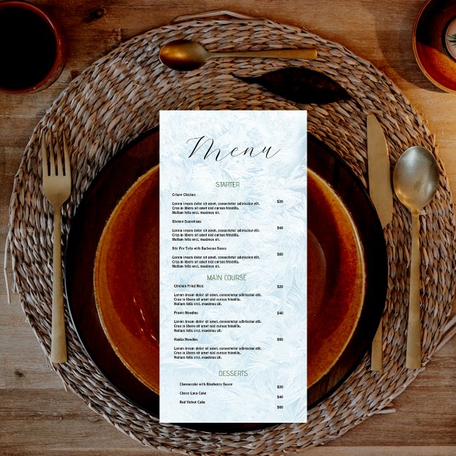 Blå Och Vit Minimalistisk Meny Lista (Skapare uppladdad)