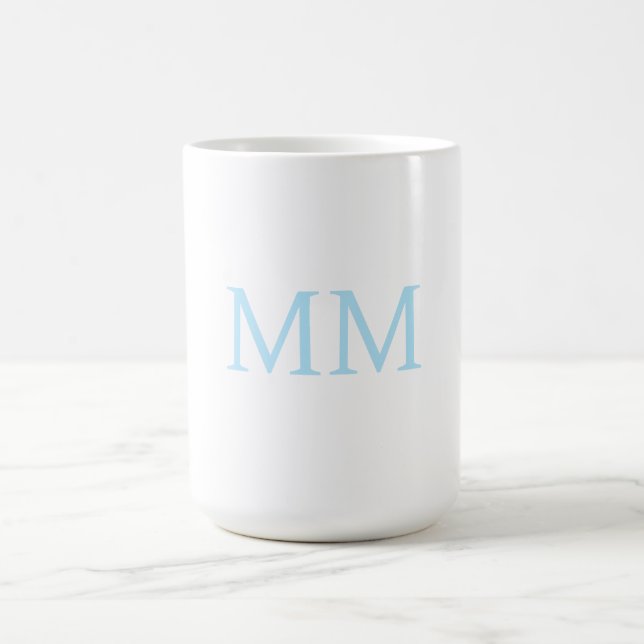 Blå och vit minimalistisk professionell monogram kaffemugg (Center)