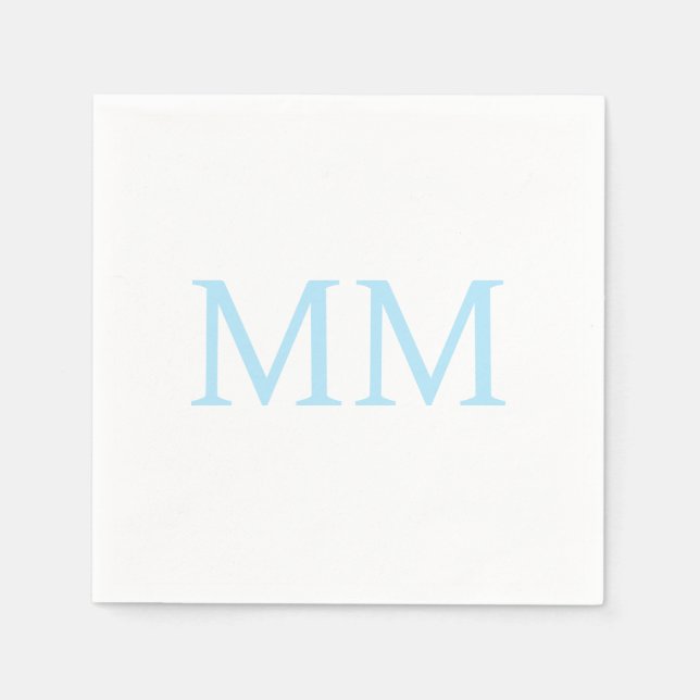 Blå och vit minimalistisk professionell monogram pappersservett (Framsidan)