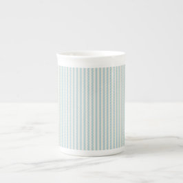 Blå och vit minimalistisk randig mönster benporslin mugg