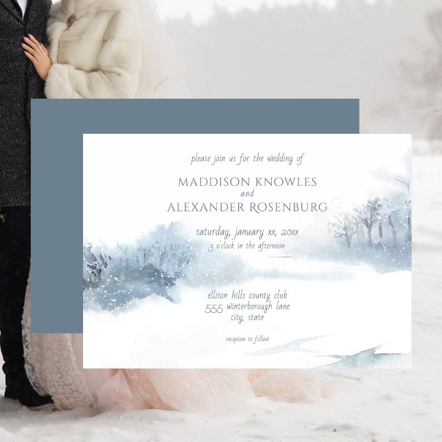 Blå och vit, mjuk vattenfärg Bröllop Inbjudningar (Blue and White Soft Watercolor Wedding Invitation)