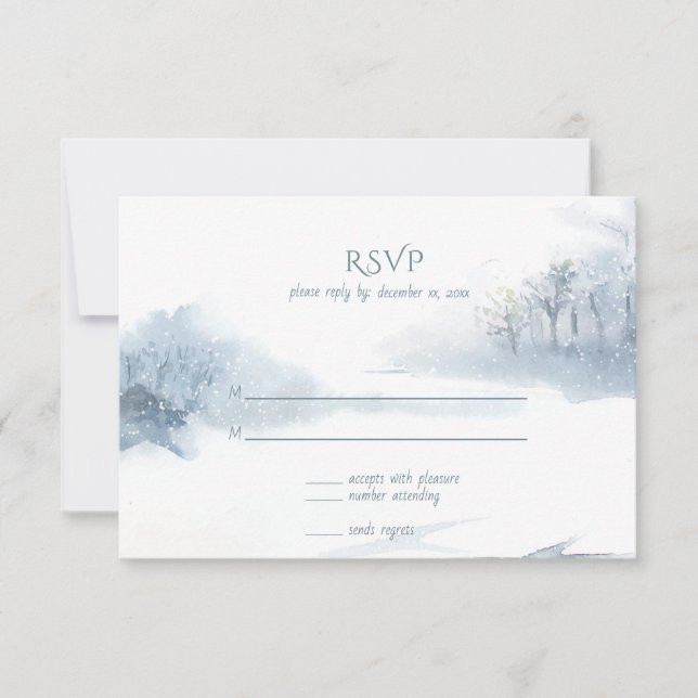 Blå och vit, mjuk vattenfärg Bröllop OSA Kort (Framsida)