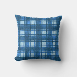 Blå och vit modern Denim Play Mönster Kudde