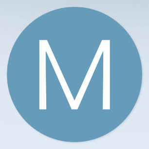 Blå och vit modern, minimalistisk Brev Runt Klistermärke