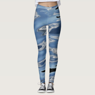 Blå och vit mönster leggings